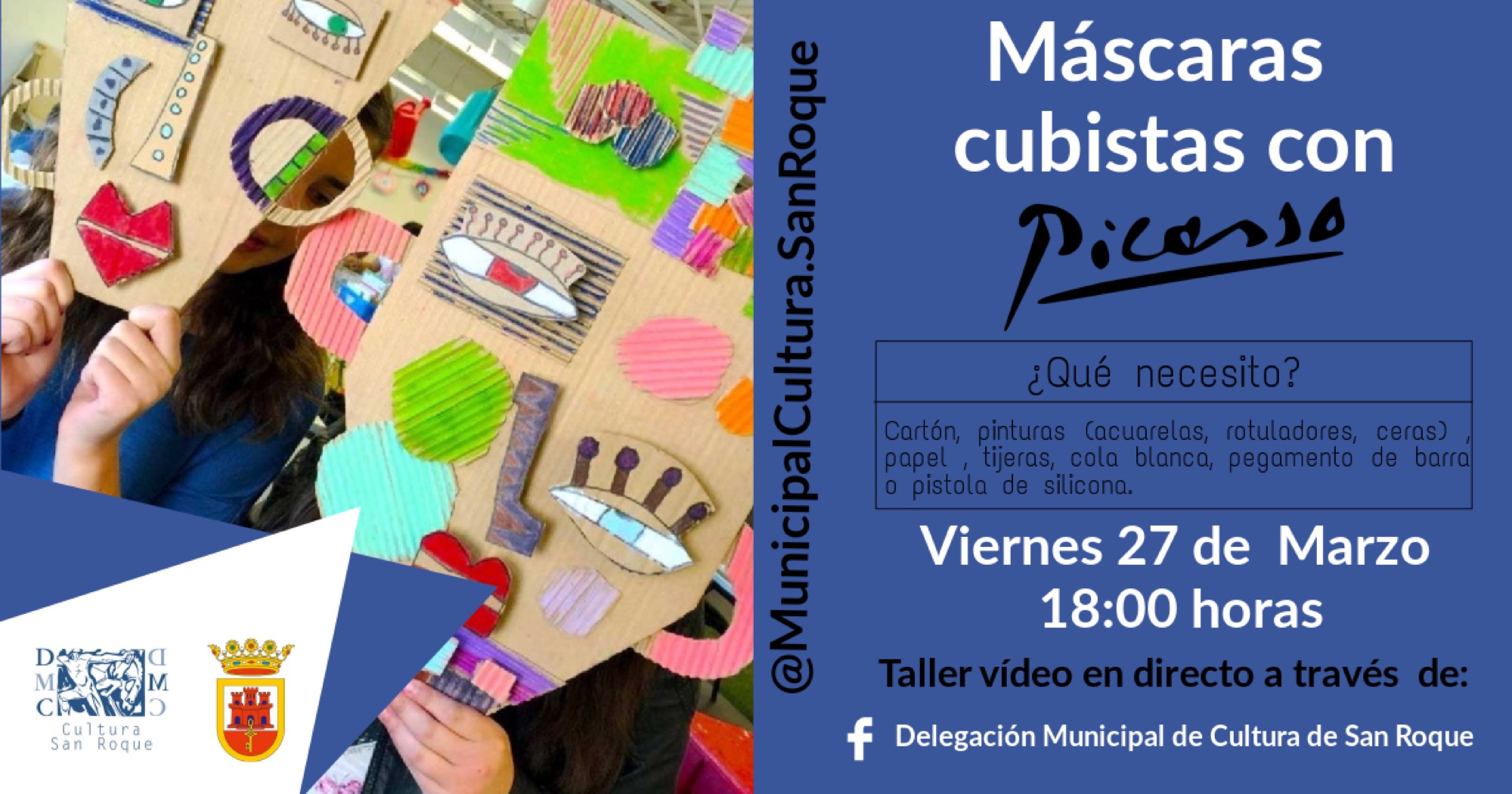 Cultura organiza un taller infantil online de “Máscaras cubistas con Picasso” viernes San Roque