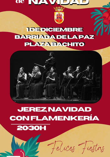 El viernes 1 de diciembre, a las 20.30 horas, desde la Delegación de Cultura se ha programado la zambomba navideña “Jerez, Navidad con Flamenkería”, que tendrá lugar en la Plaza Bachito de la Barriada de la Paz. Se trata de una de las formaciones más prestigiosas de las que se dedican a preservar el patrimonio flamenco navideño jerezano, que cuenta con numerosos villancicos que se han hecho populares en toda Andalucía.